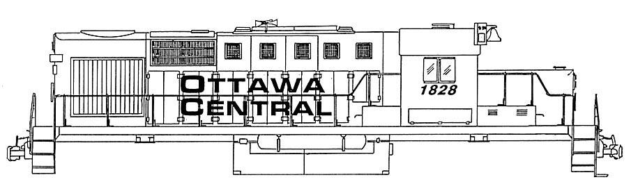 HO Decal Ottawa Central diesels - black with white lettering - circa 1999