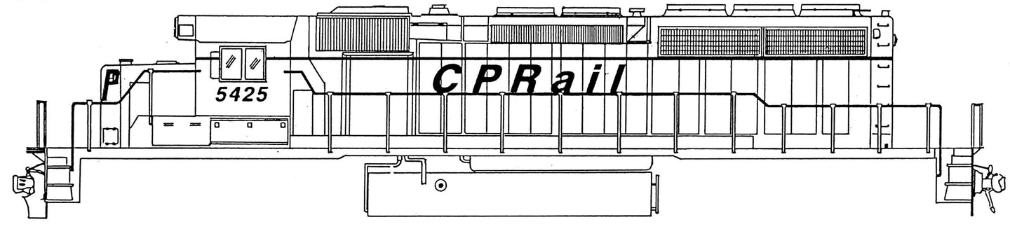 HO Decal CPRAIL ex Union Pacific SD40-2 - red lettering - circa 1999 -
