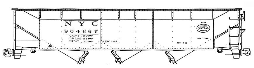 HO Decal CASO rib-side hopper - circa 1967 - exNYC cars