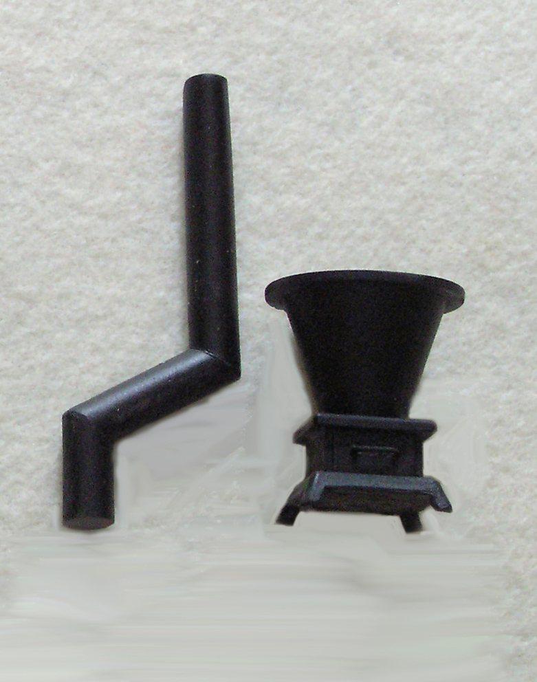 D&RG wood stove with offset smoke stack